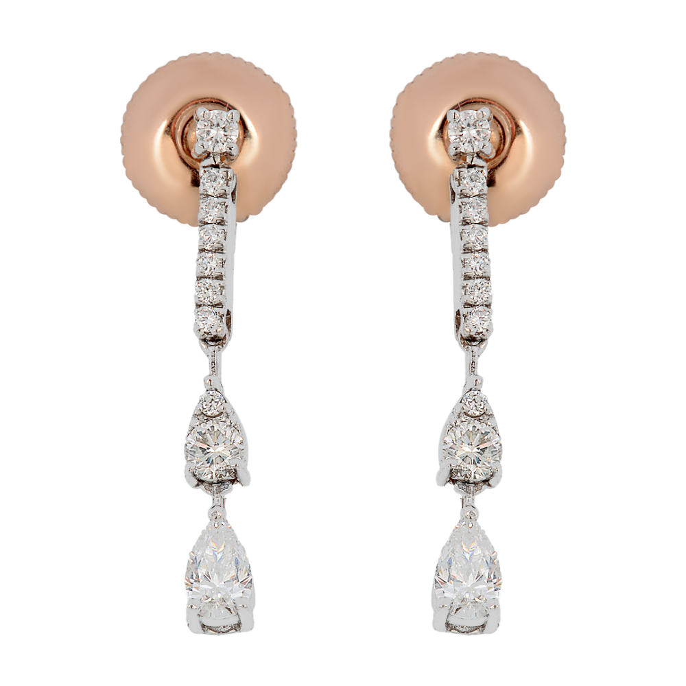 18k rose and white gold diamond earrings