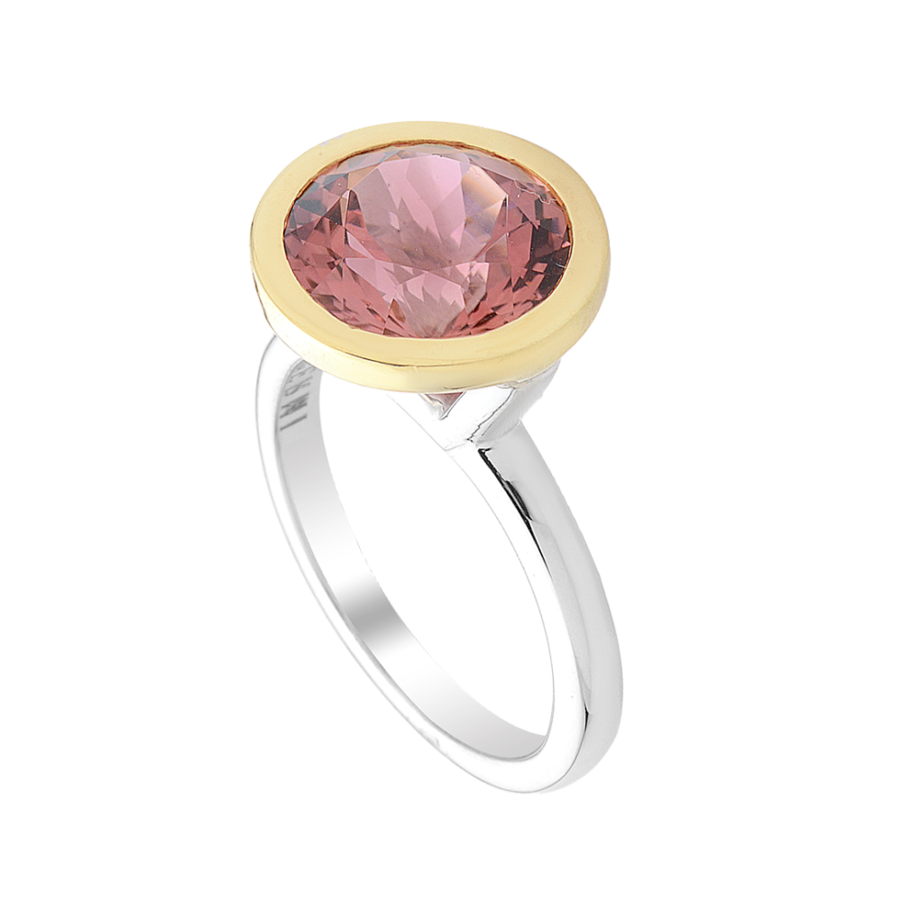 18k yellow and white gold tourmaline ring