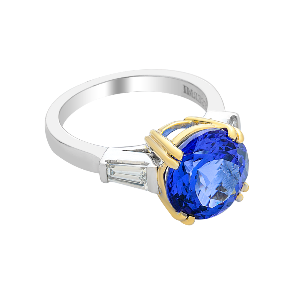 Exquisite 18k White & Yellow Gold Tanzanite Ring with Diamonds - Image 2