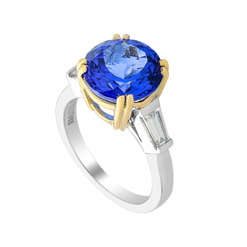 18k white and yellow gold tanzanite ring