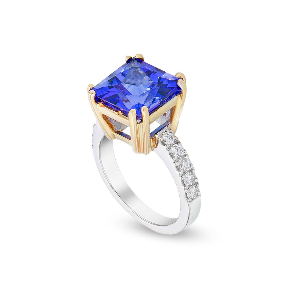 White and Yellow Gold Tanzanite Ring
