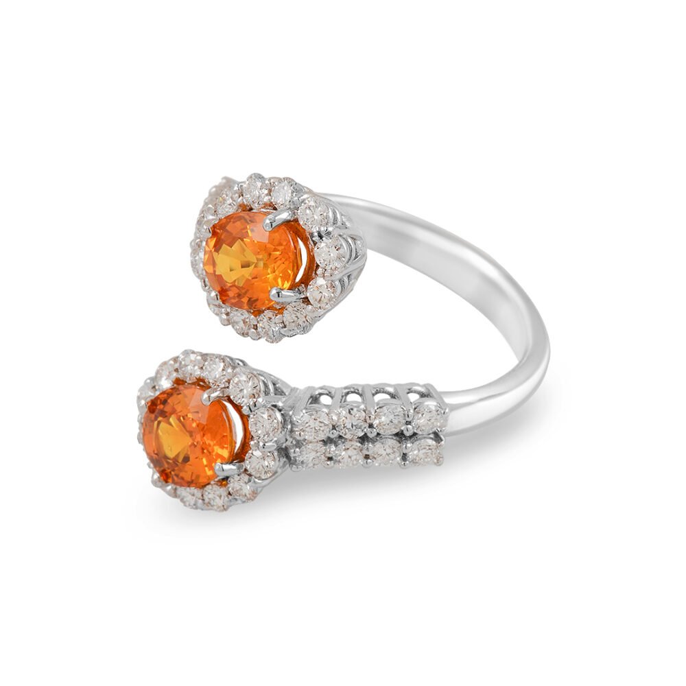 Luxurious 18k White Gold Diamond and Yellow Sapphire Ring - Image 3