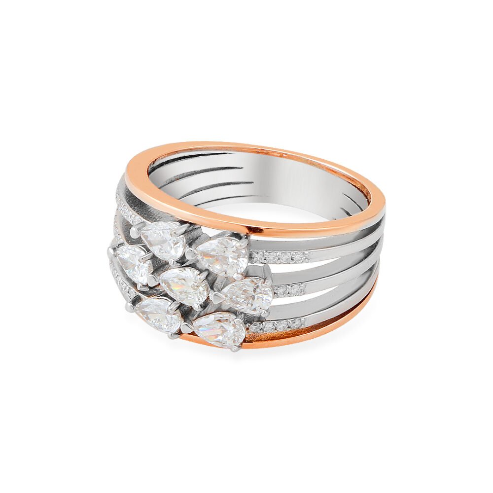 Dual-Tone 18k Rose and White Gold Diamond Ring - Image 3