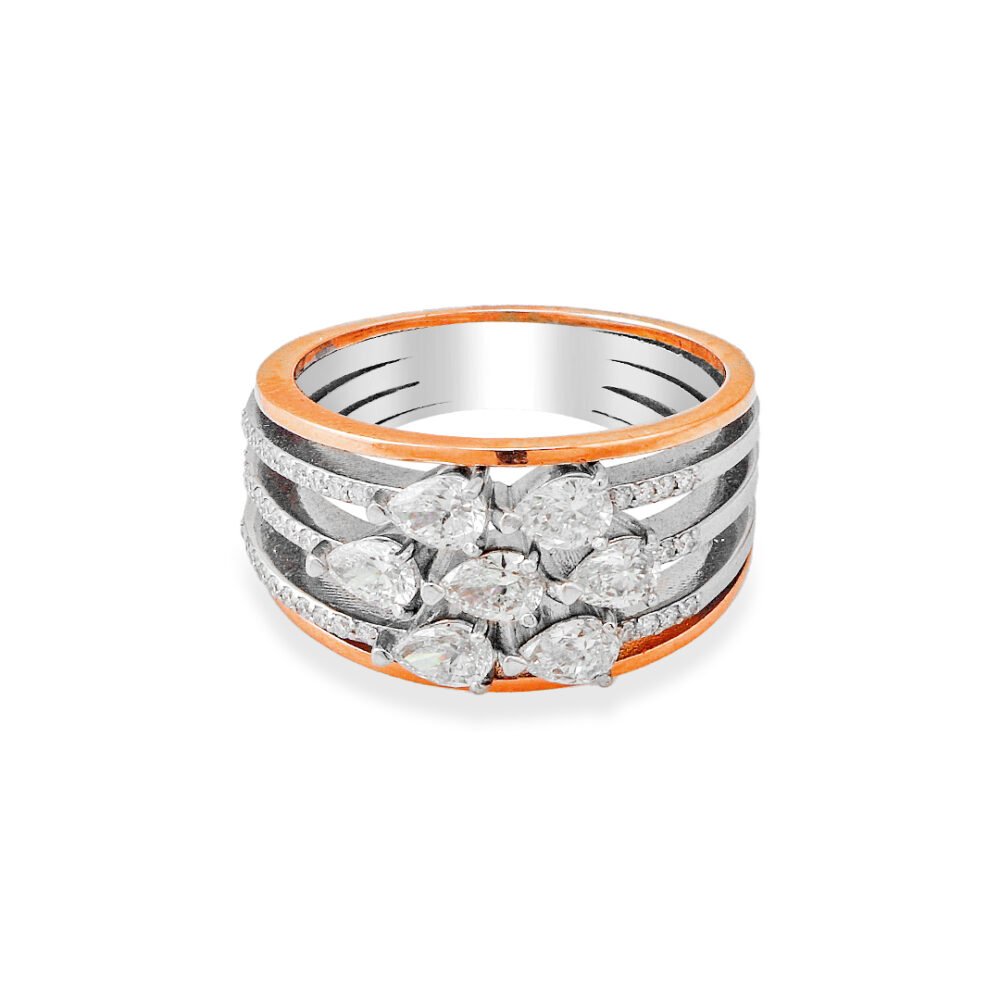 Dual-Tone 18k Rose and White Gold Diamond Ring - Image 2