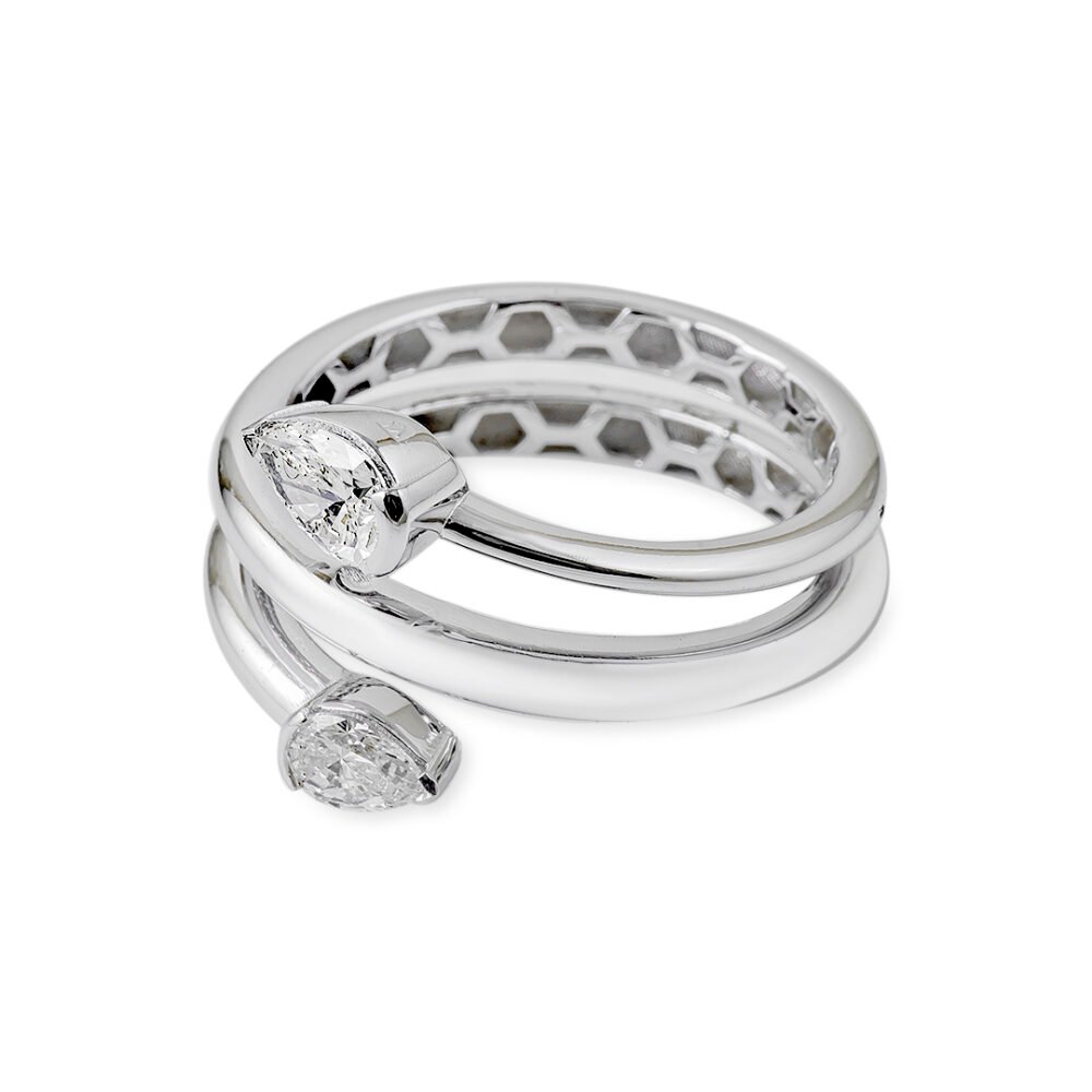 Elegant Allure White Gold Pear Diamond Ring - Image 3