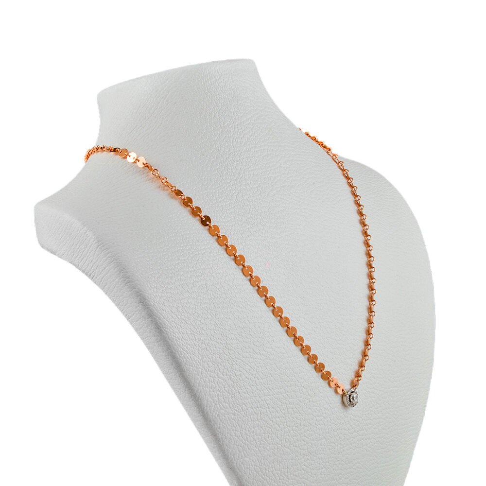 Elegant 18k Rose and White Gold Diamond Necklace - Image 2