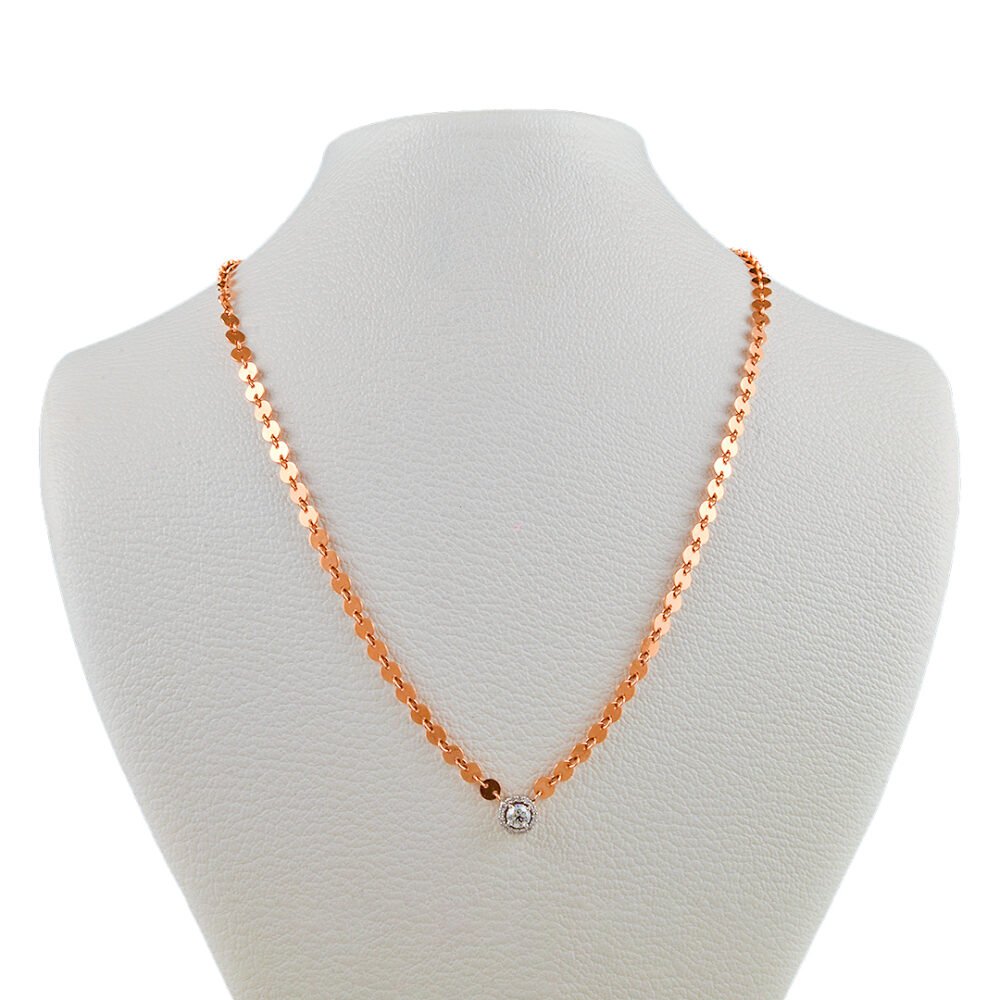 18k rose and white gold diamond necklace