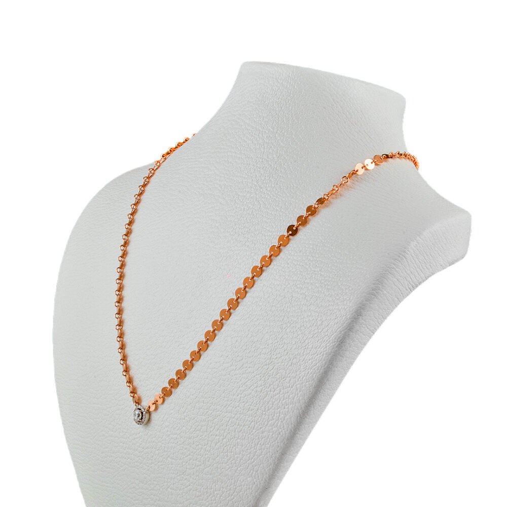 Elegant 18k Rose and White Gold Diamond Necklace - Image 3