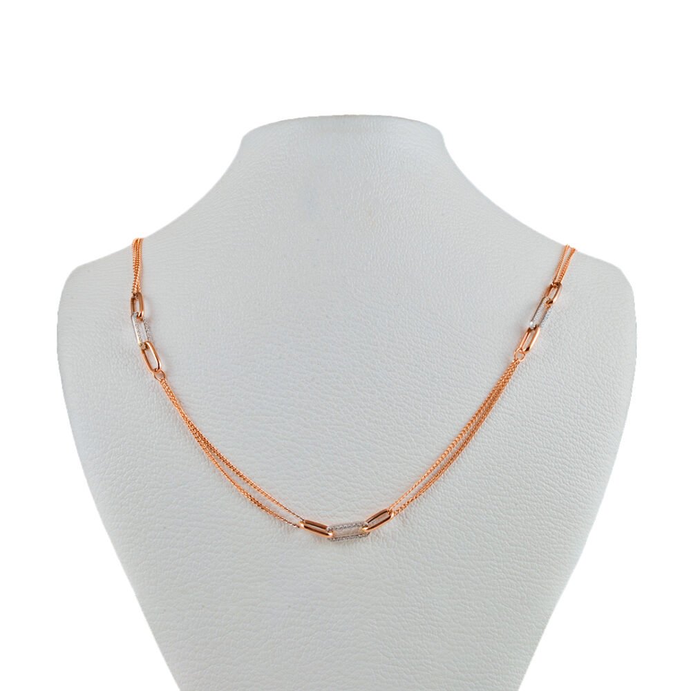 18k rose and white gold diamond necklace