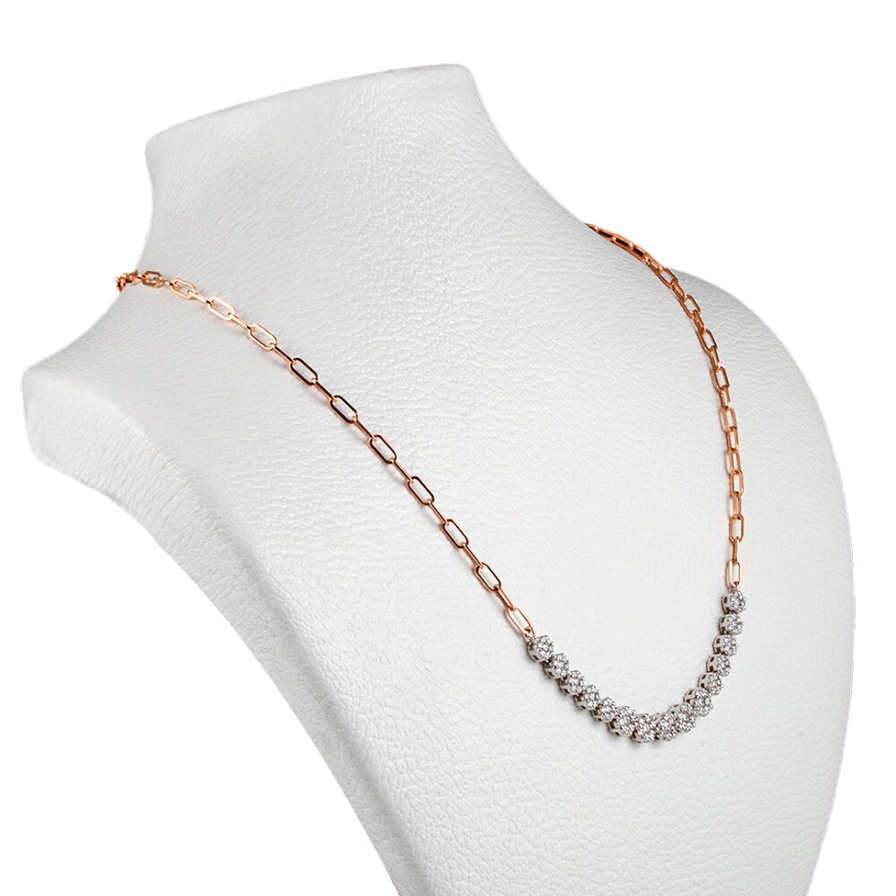 18k Rose and White Gold Diamond Necklace - Image 2