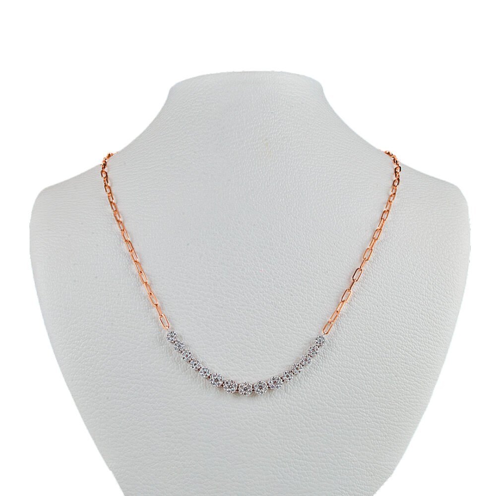 18k rose and white gold diamond necklace