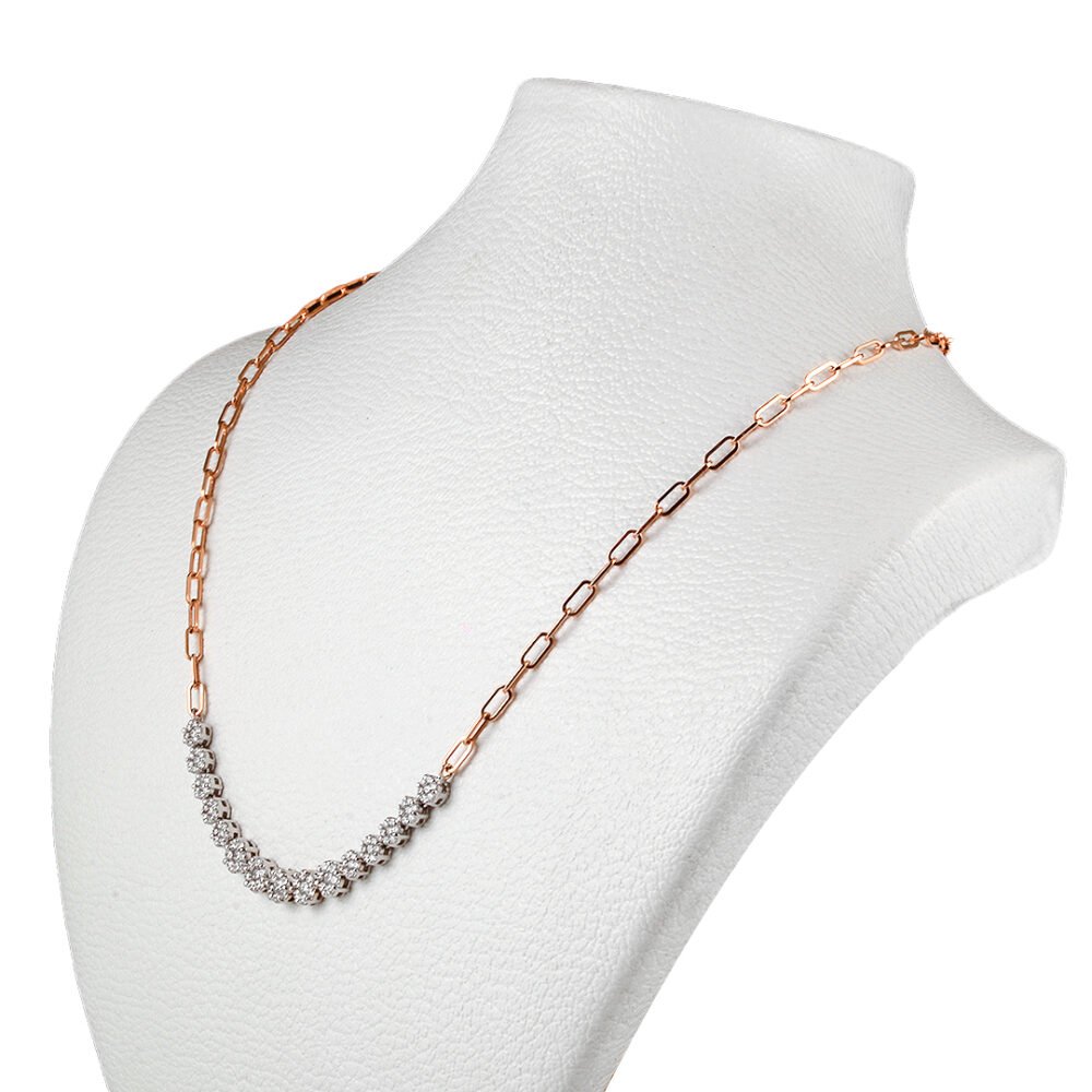 18k Rose and White Gold Diamond Necklace - Image 3