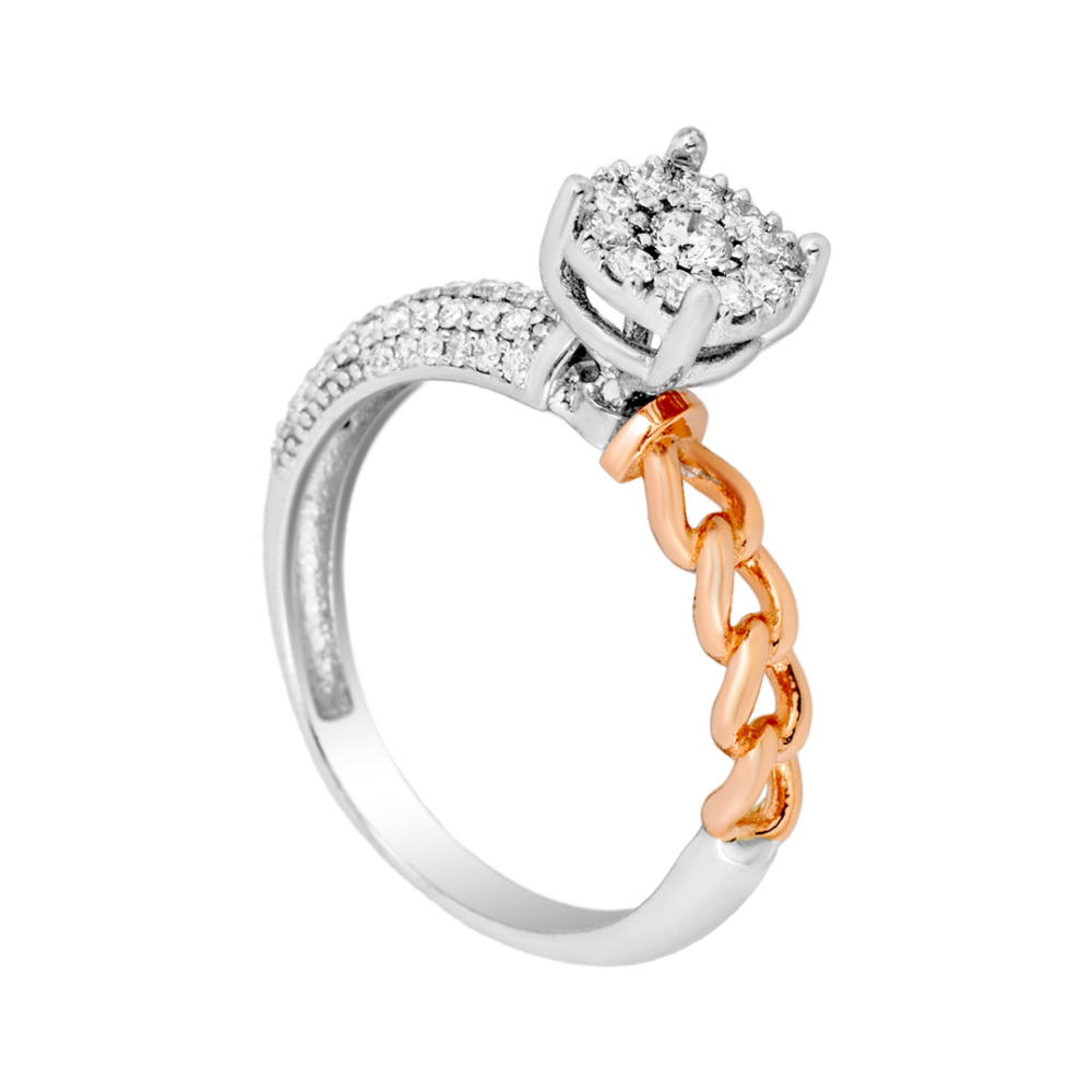 18k White and Rose Gold Solitaire Ring