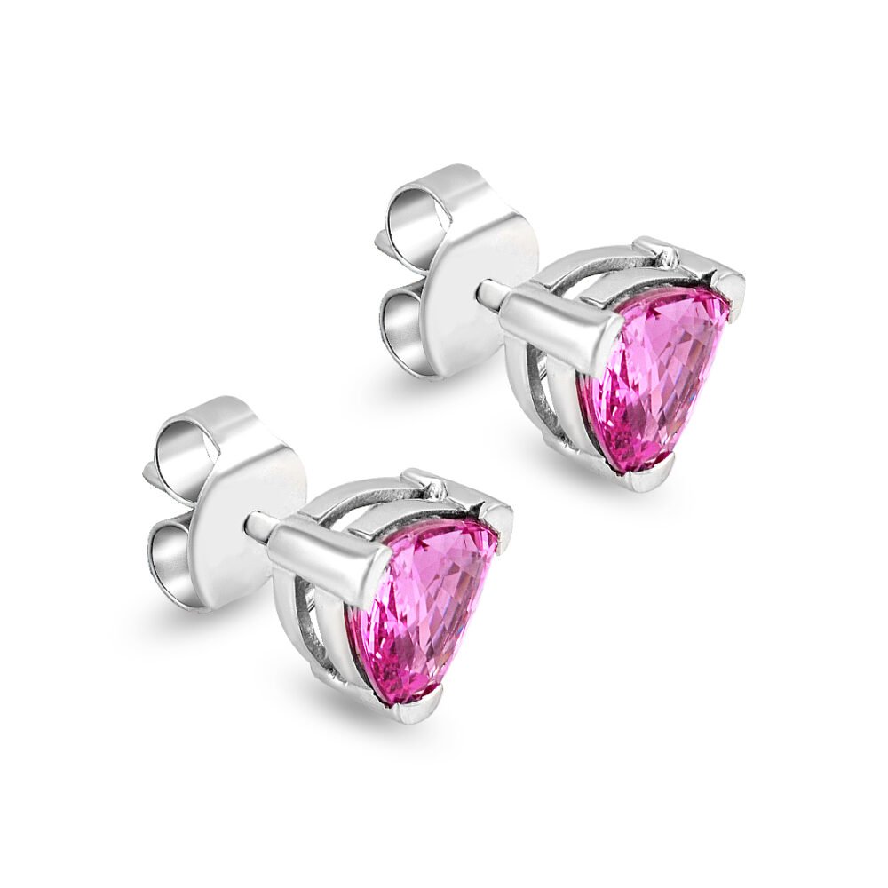 18k white gold pink sapphire stud earrings