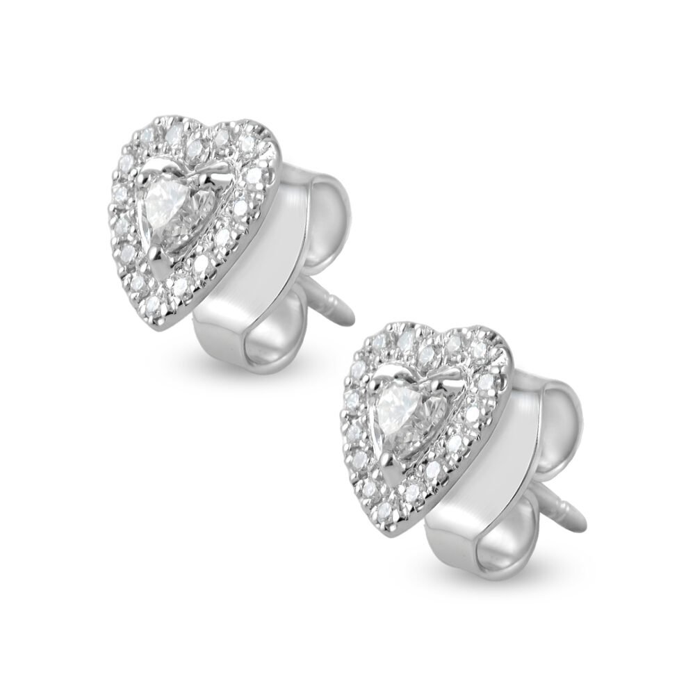 Heart-Shaped White Gold Diamond Studs - Image 3