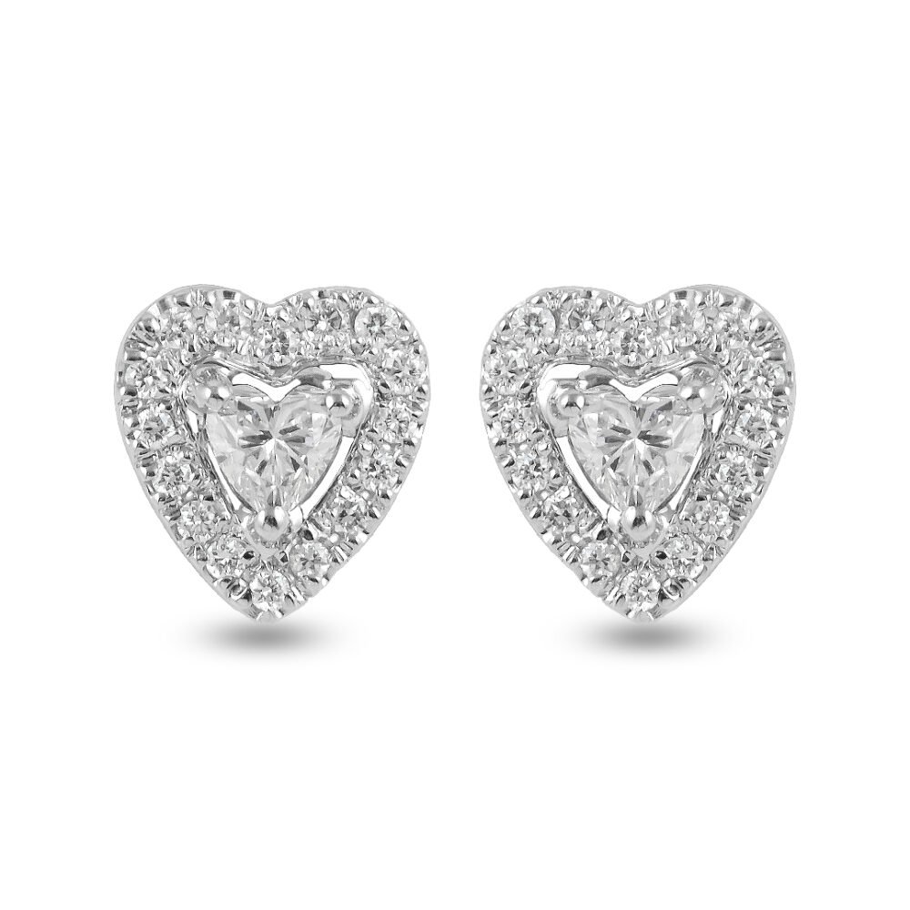 Heart-Shaped White Gold Diamond Studs - Image 2