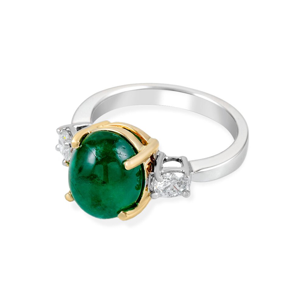 18k Yellow and White Gold Colombian Emerald and Diamond Ring - Image 3