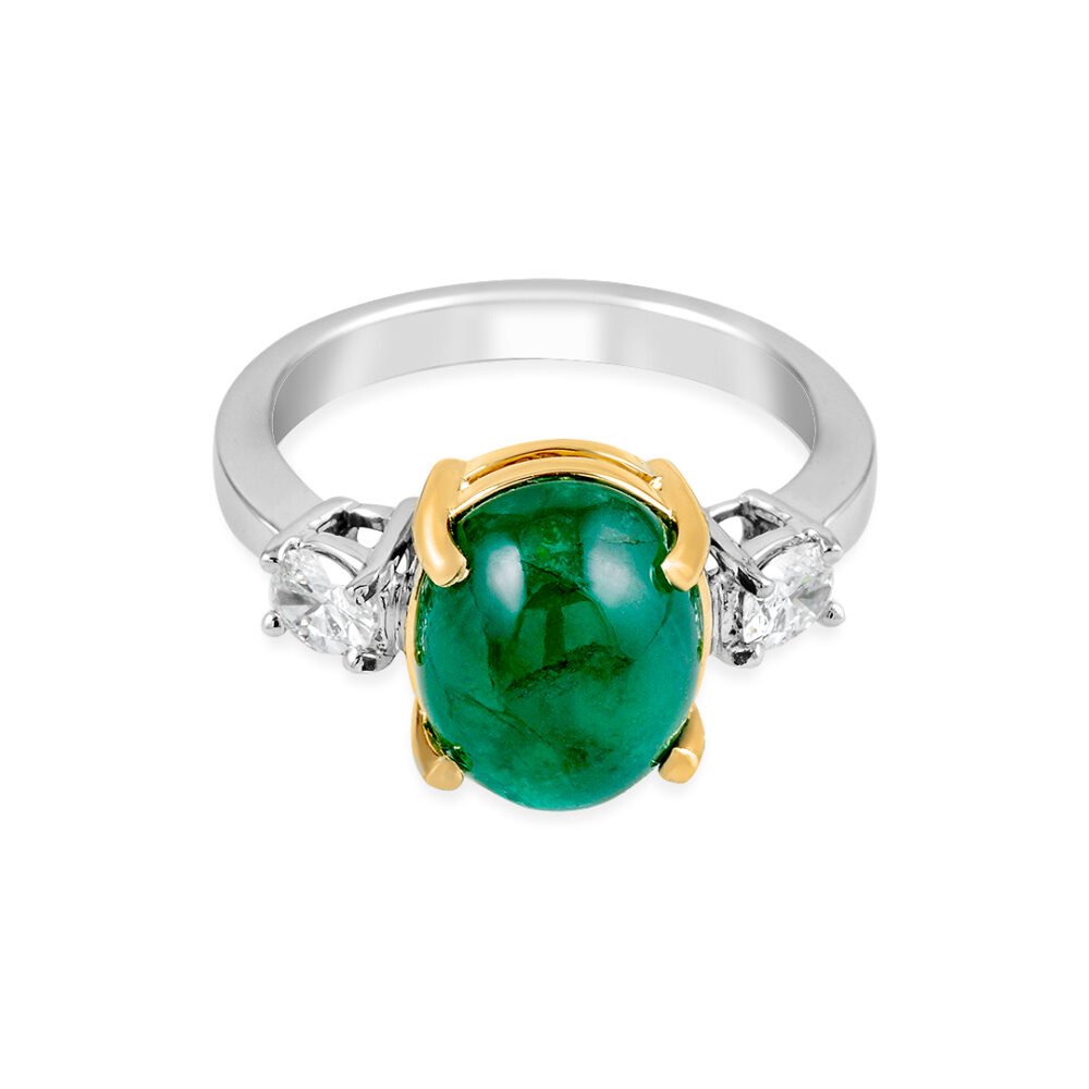 18k Yellow and White Gold Colombian Emerald and Diamond Ring - Image 2
