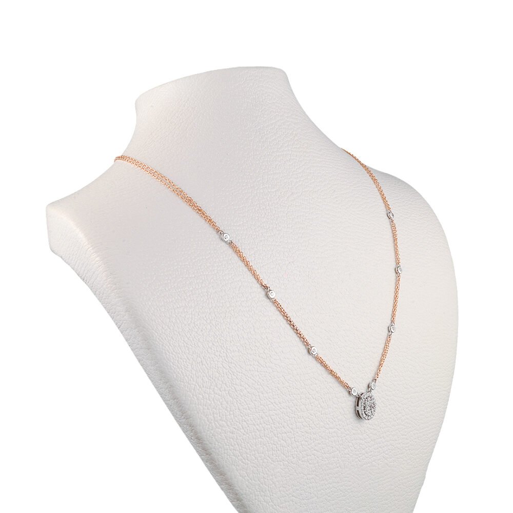 18k Rose and White Gold Diamond Necklace - Image 2