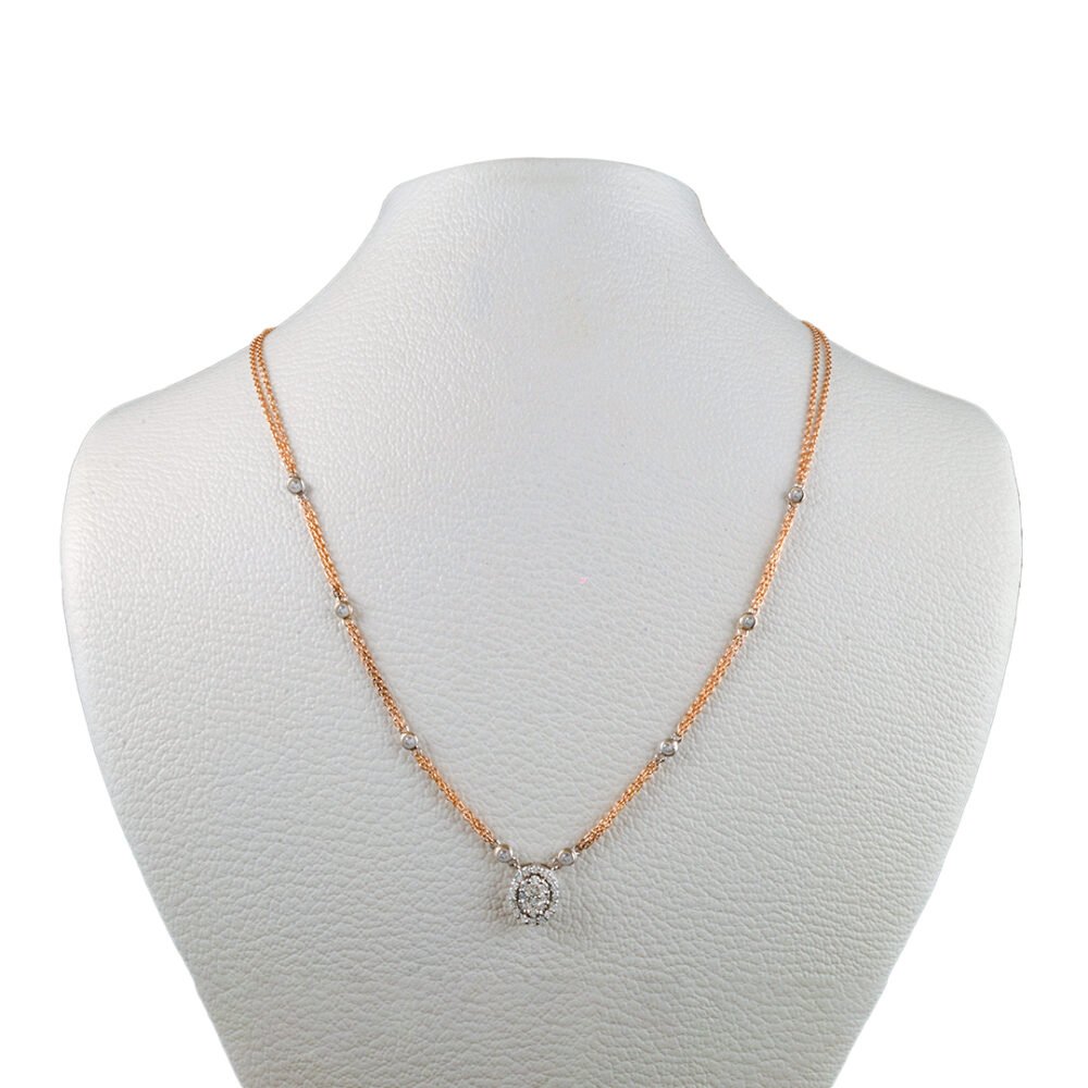 18k rose and white gold diamond necklace