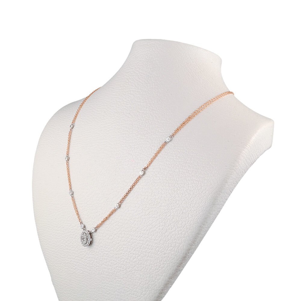 18k Rose and White Gold Diamond Necklace - Image 3