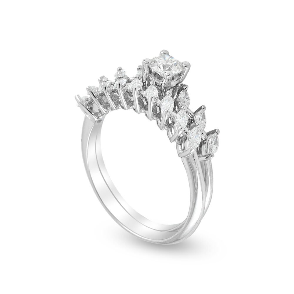 18k white gold diamond ring set