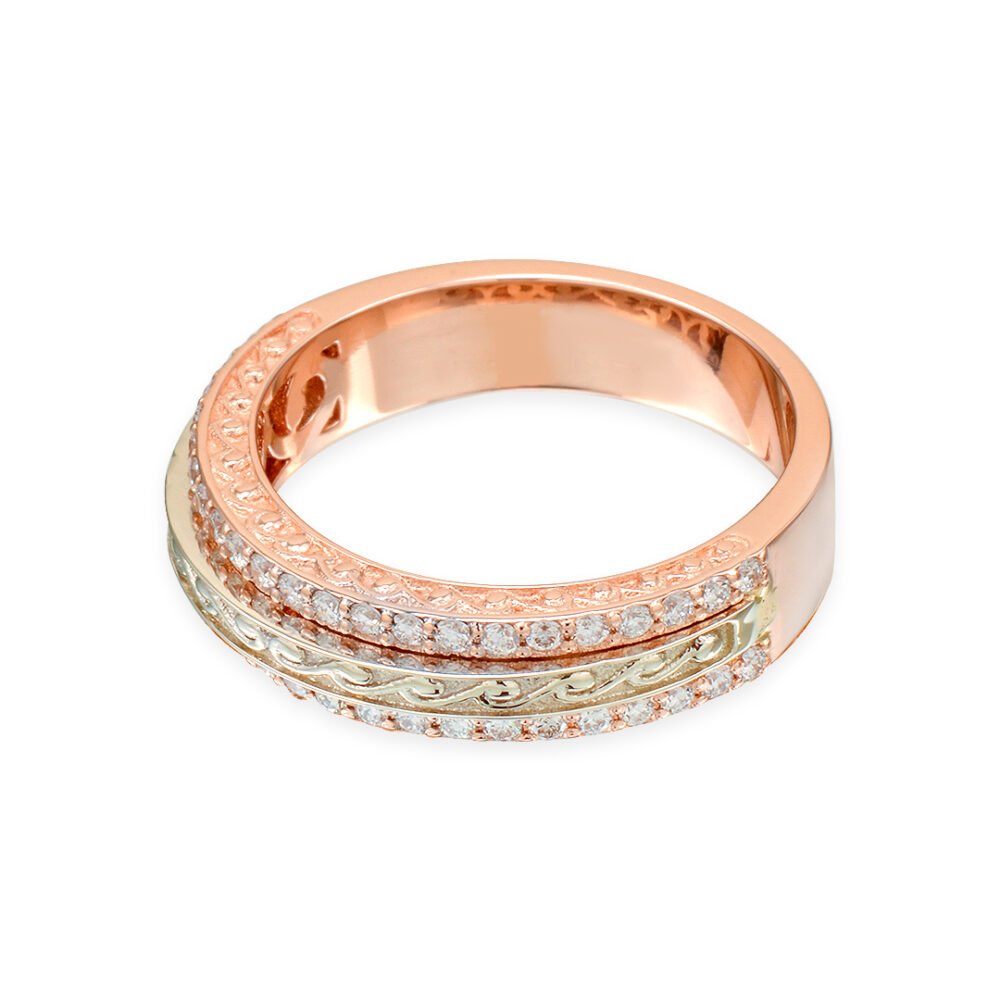Two-Tone Diamond Band in 18K Rose and White Gold - Image 3