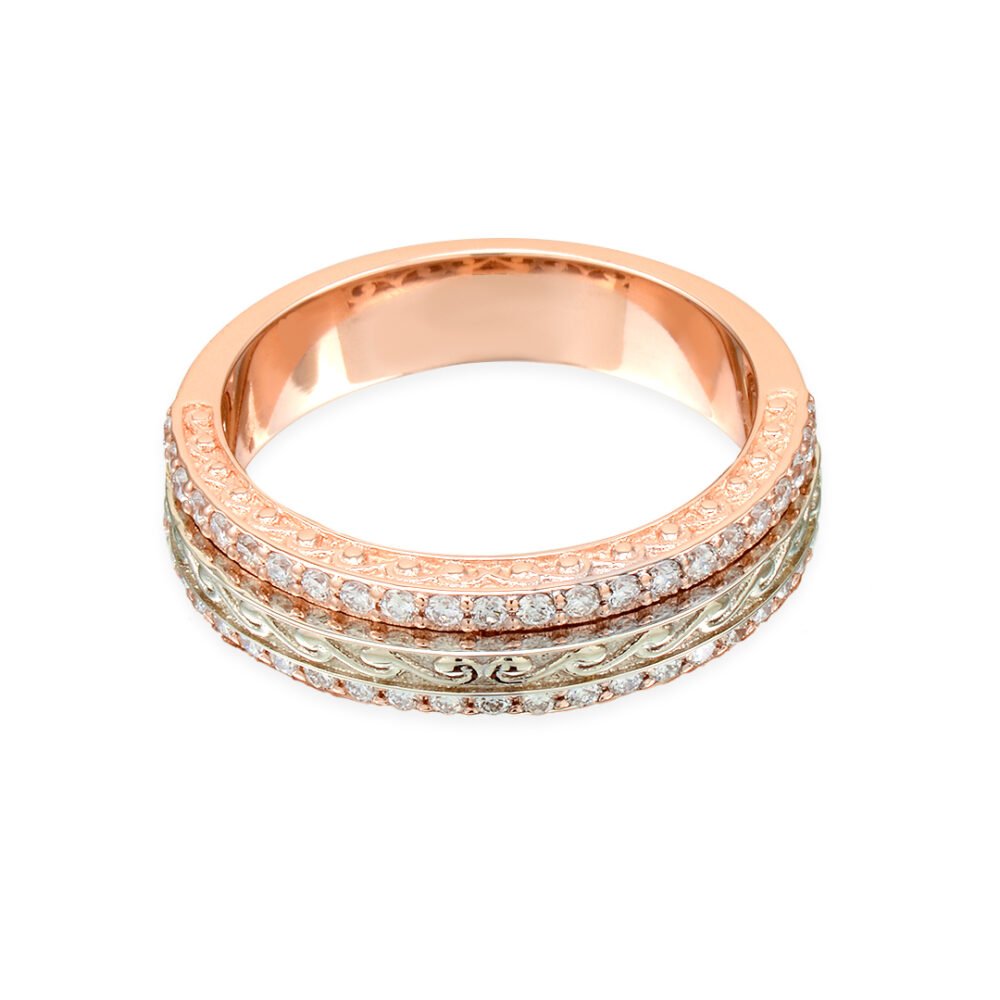 Two-Tone Diamond Band in 18K Rose and White Gold - Image 2