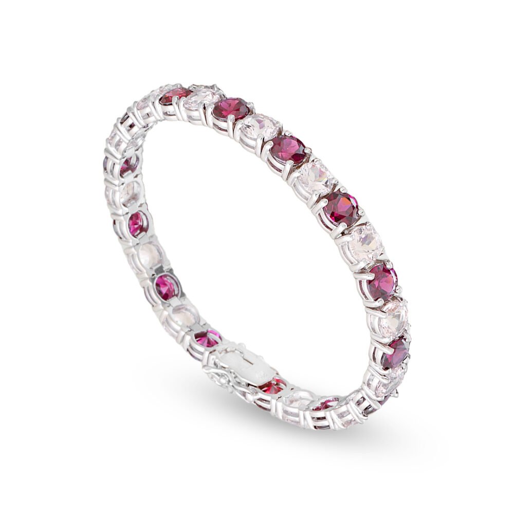 Morganite and Rubellite Bracelet in White Gold - Image 2