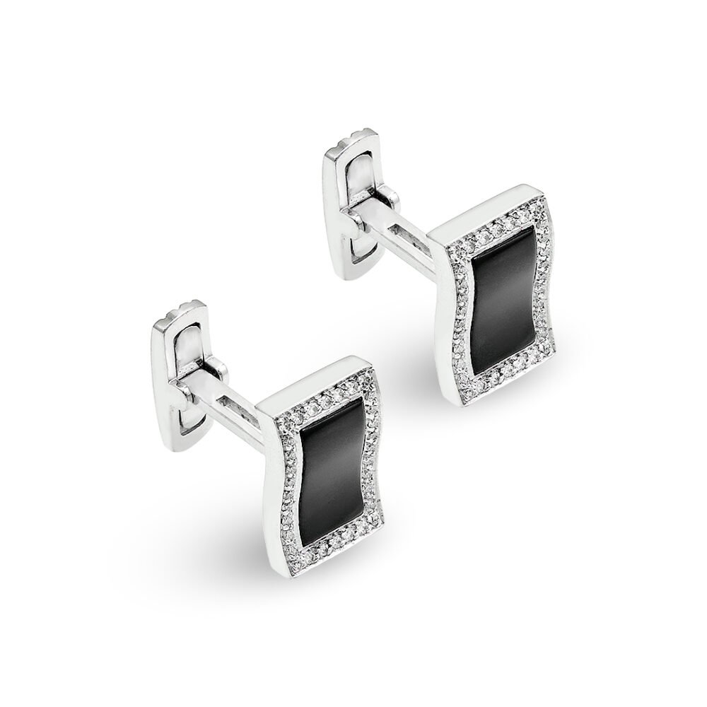 onyx and diamond cufflinks