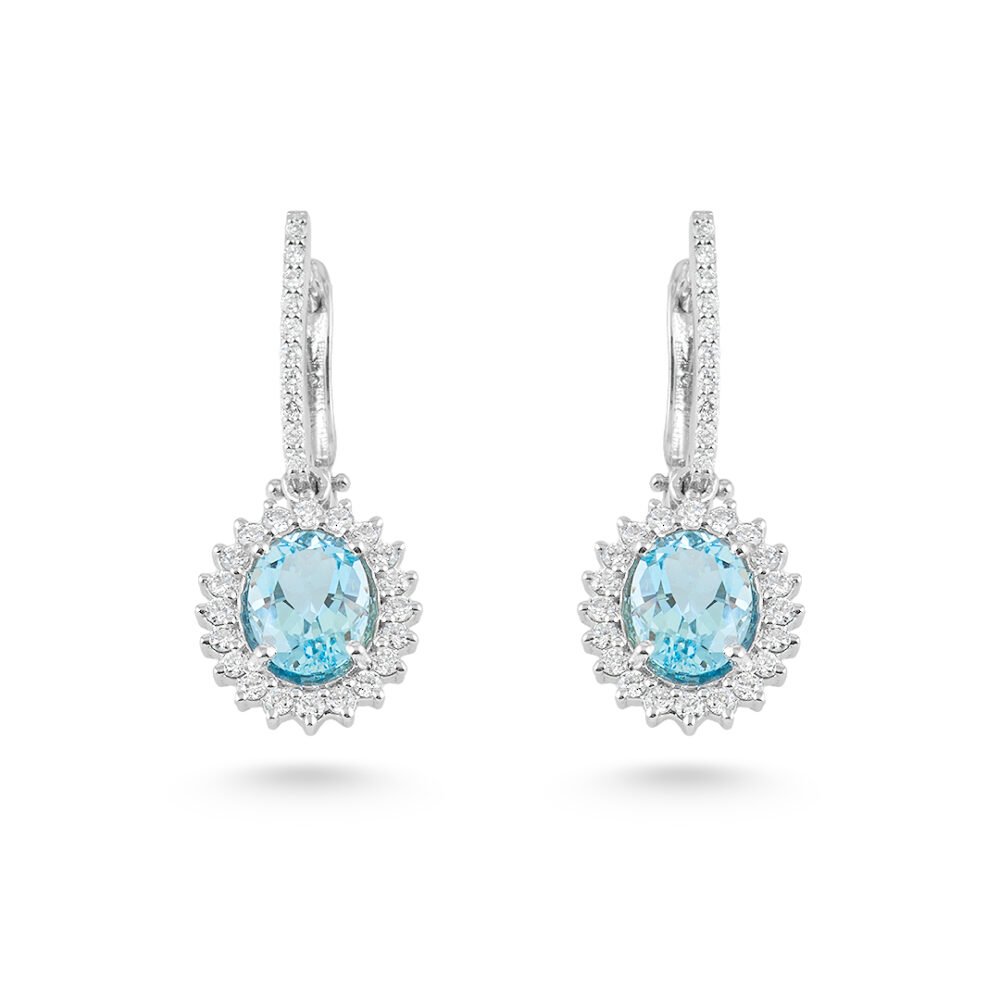 Aquamarine and Diamond Earrings