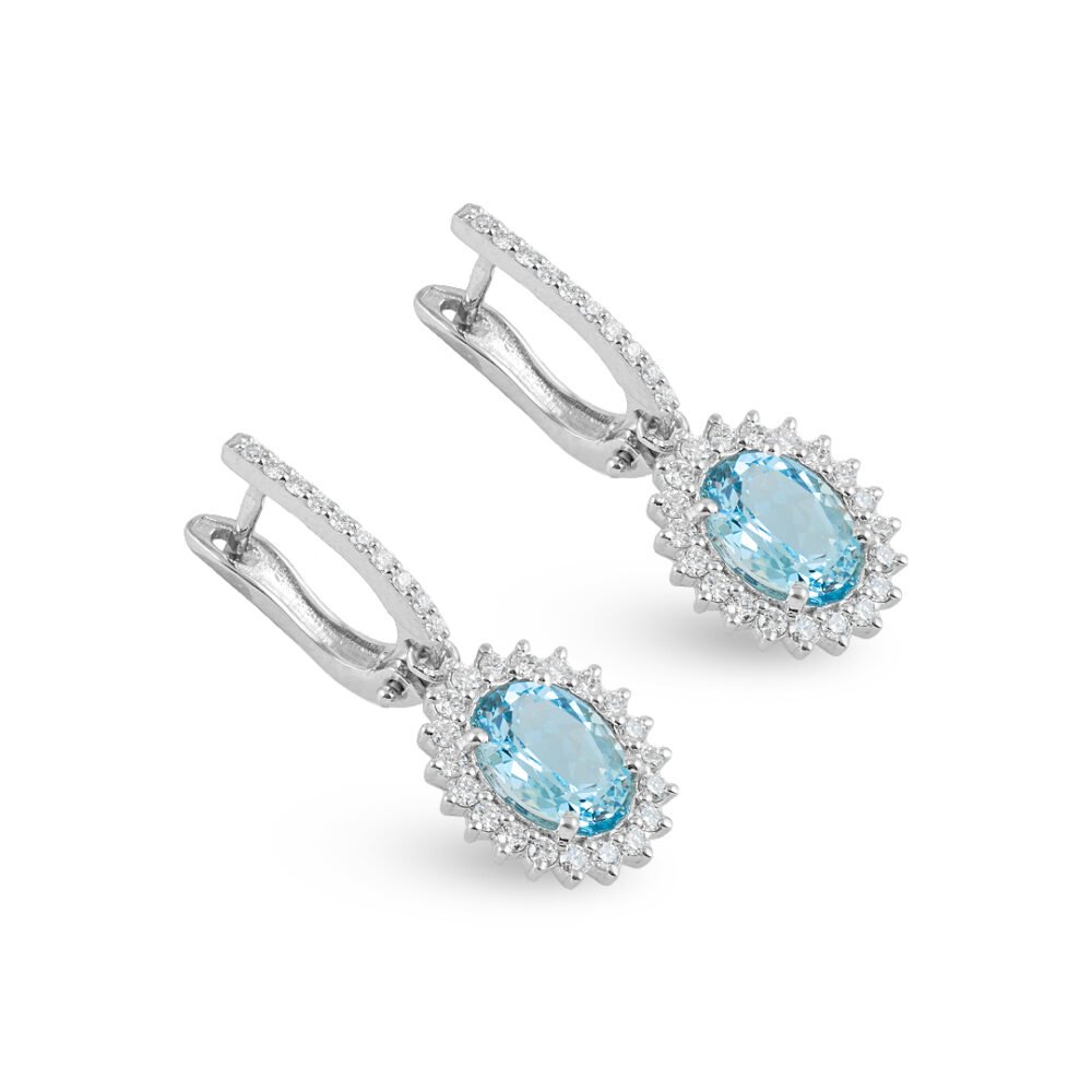 Aquamarine and Diamond Earrings in 18k White Gold - Image 3