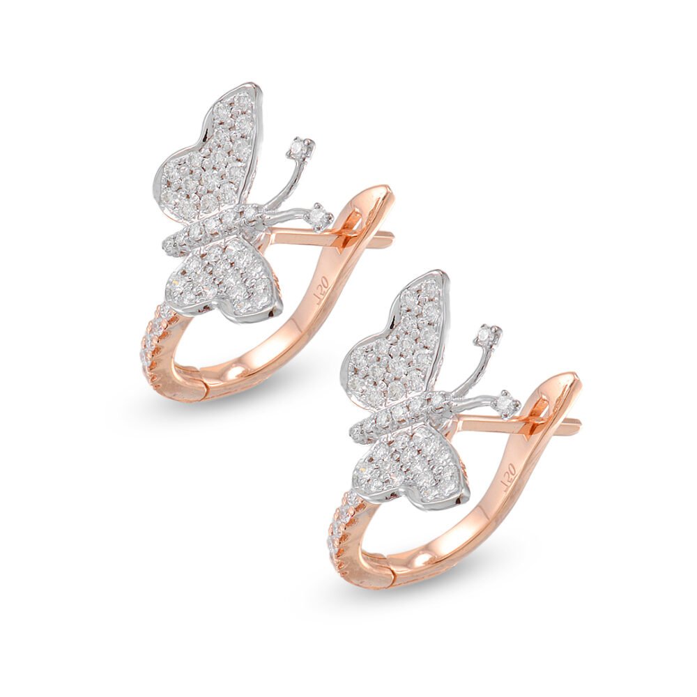 Two-Tone Diamond Earrings in 18k White and Rose Gold - Image 2