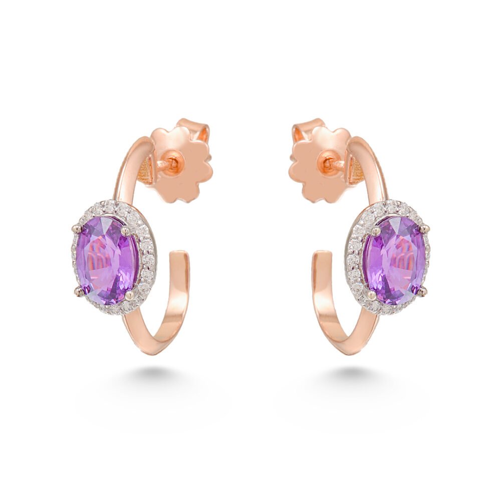 Pink Sapphire and Diamond Earrings