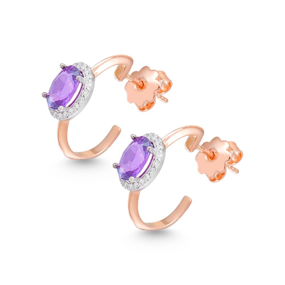 18k Pink Sapphire and Diamond Earrings - Image 2