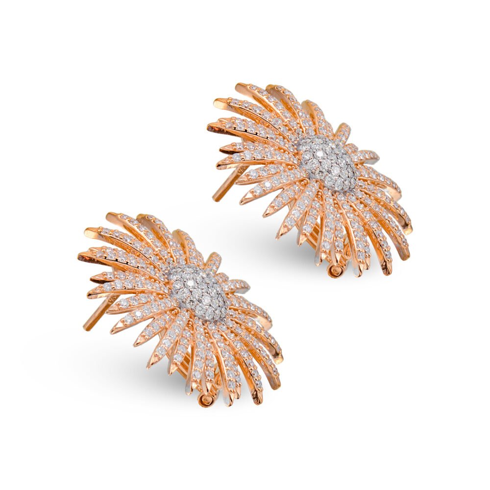 Rose Gold Diamond Statement Earrings - Image 2