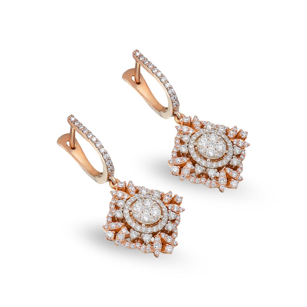 Two-Tone Diamond Drop Earrings - Image 2