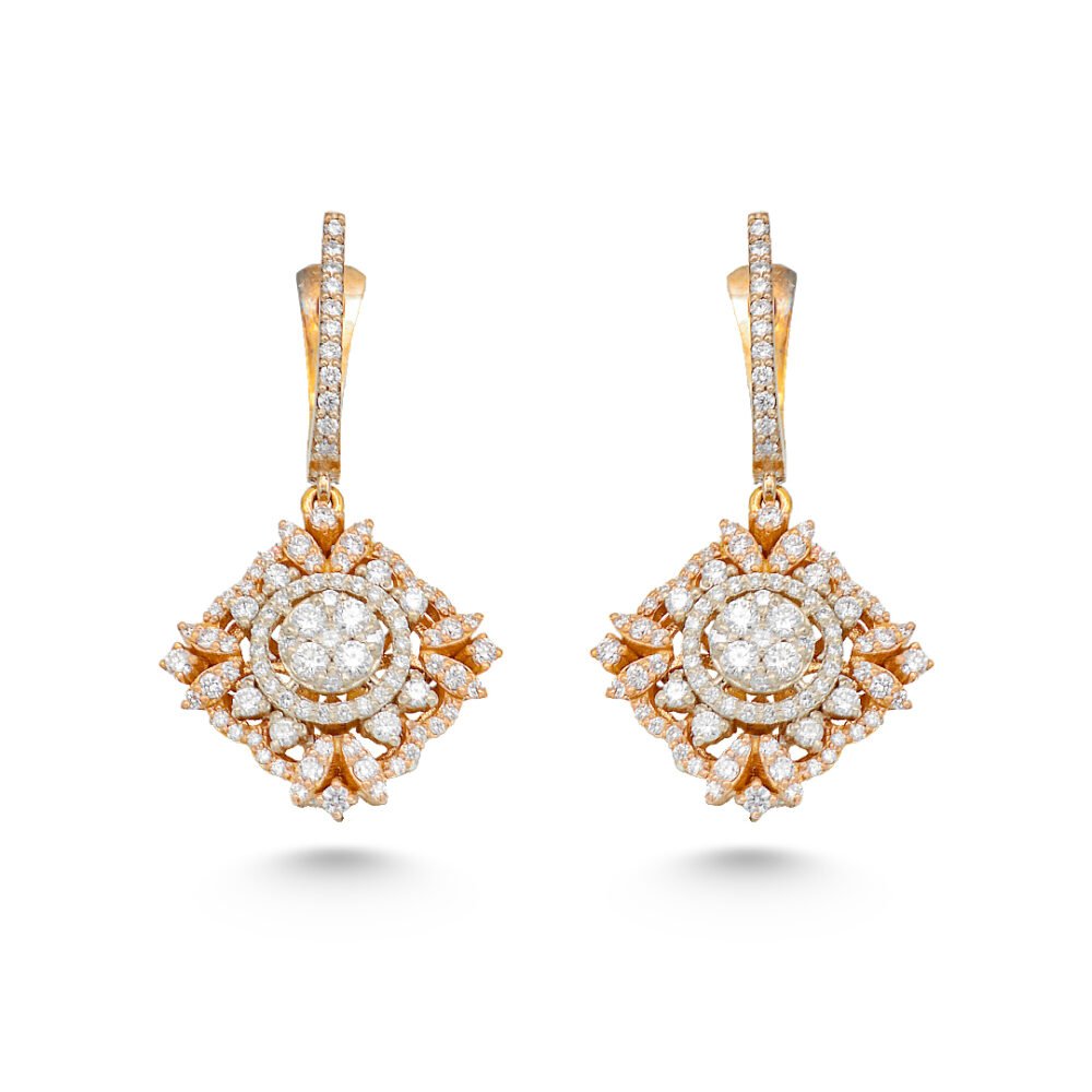 Two-Tone Diamond Drop Earrings