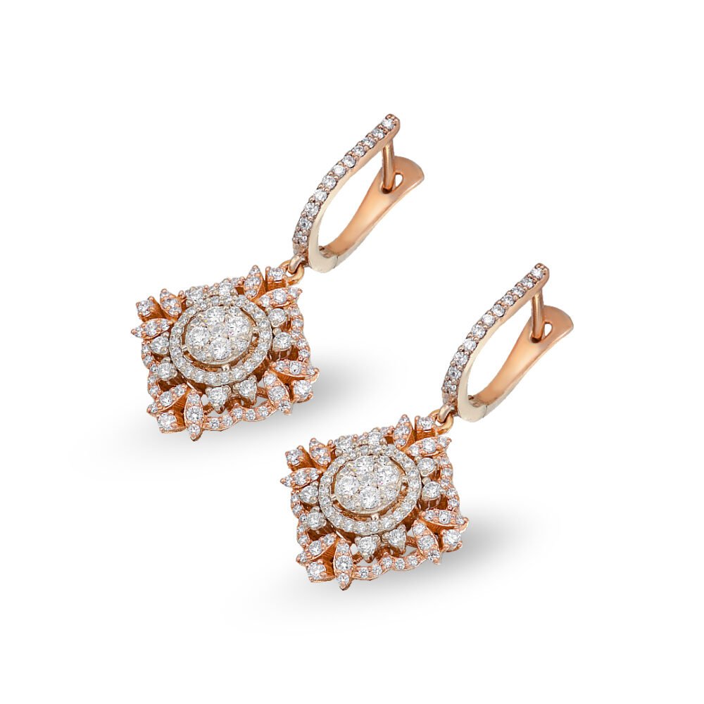 Two-Tone Diamond Drop Earrings - Image 3