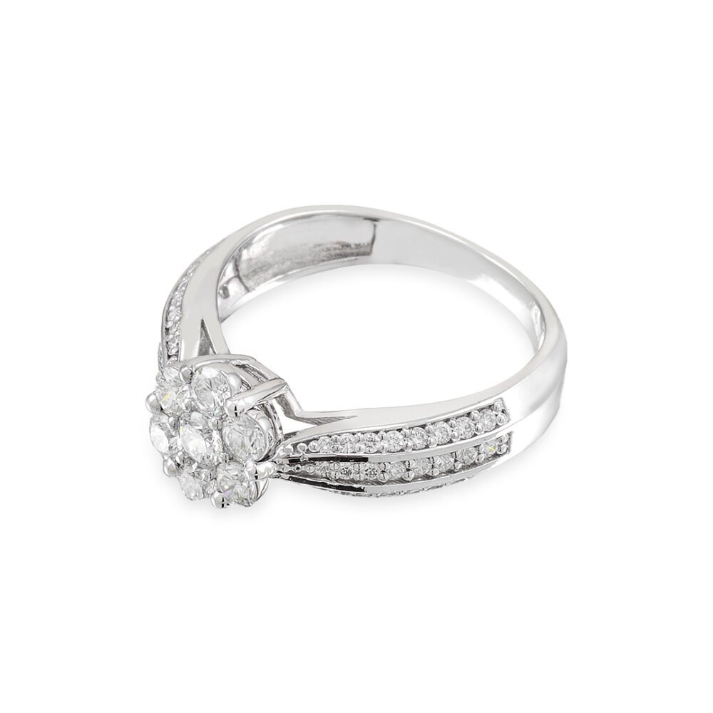 White Gold Diamond Ring – 55 Round Diamonds - Image 3