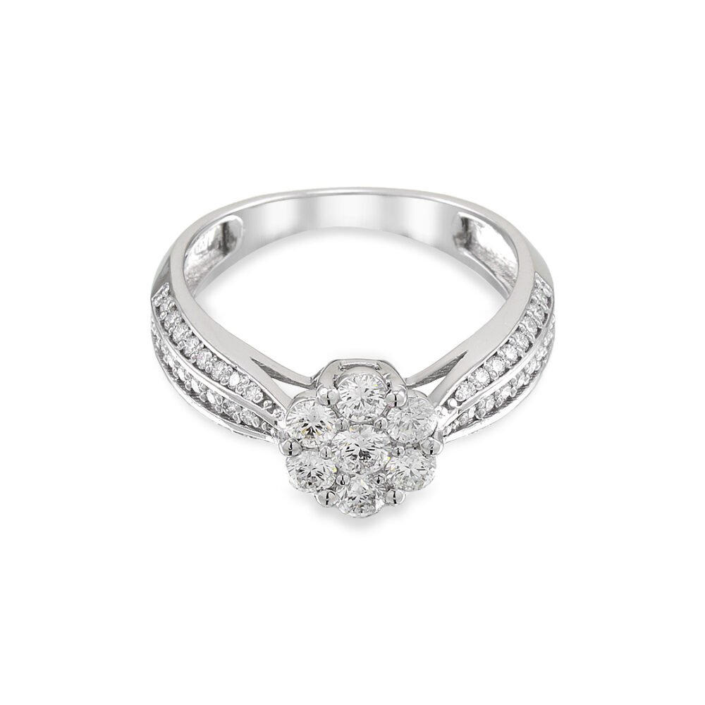 White Gold Diamond Ring – 55 Round Diamonds - Image 2