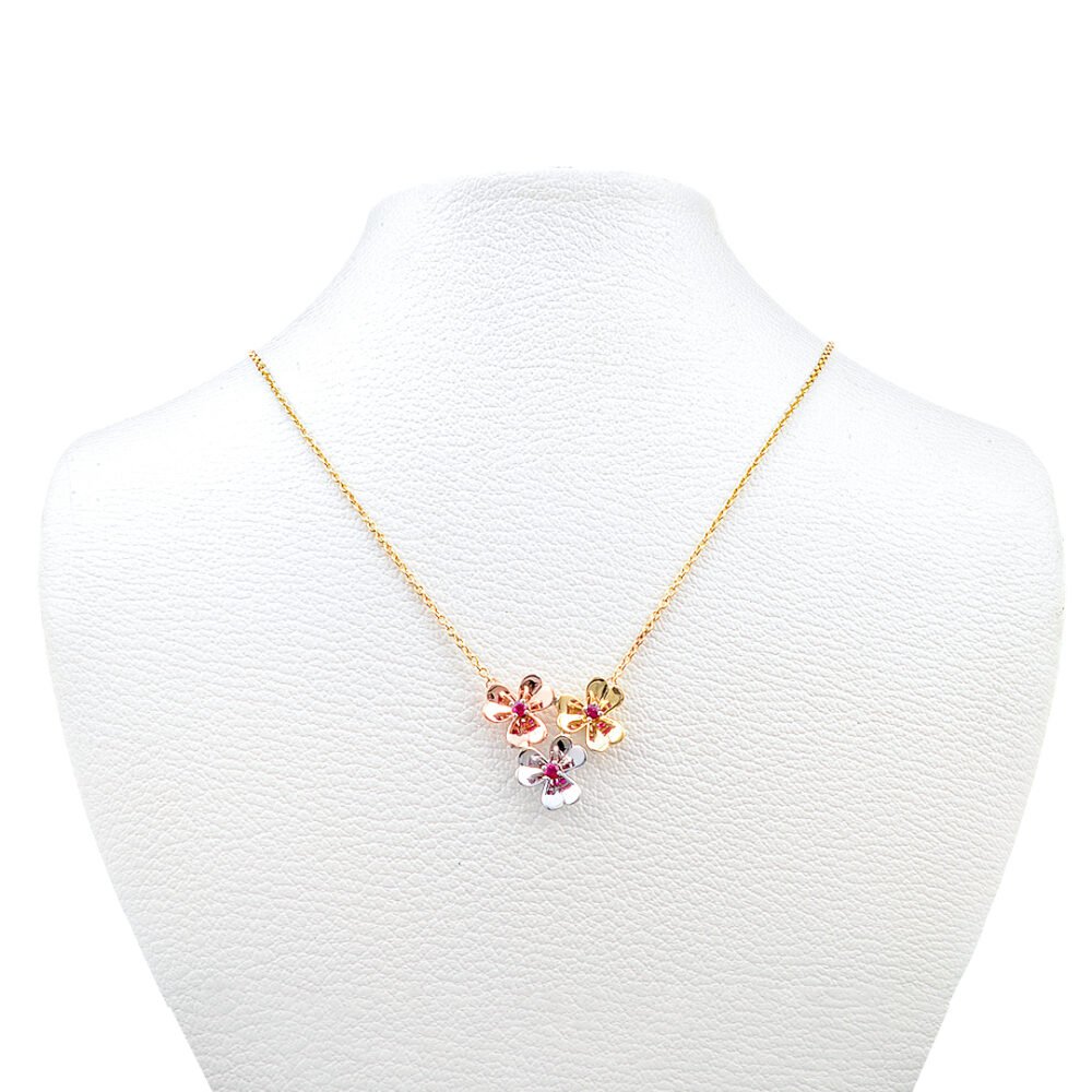 three-tone gold ruby necklace