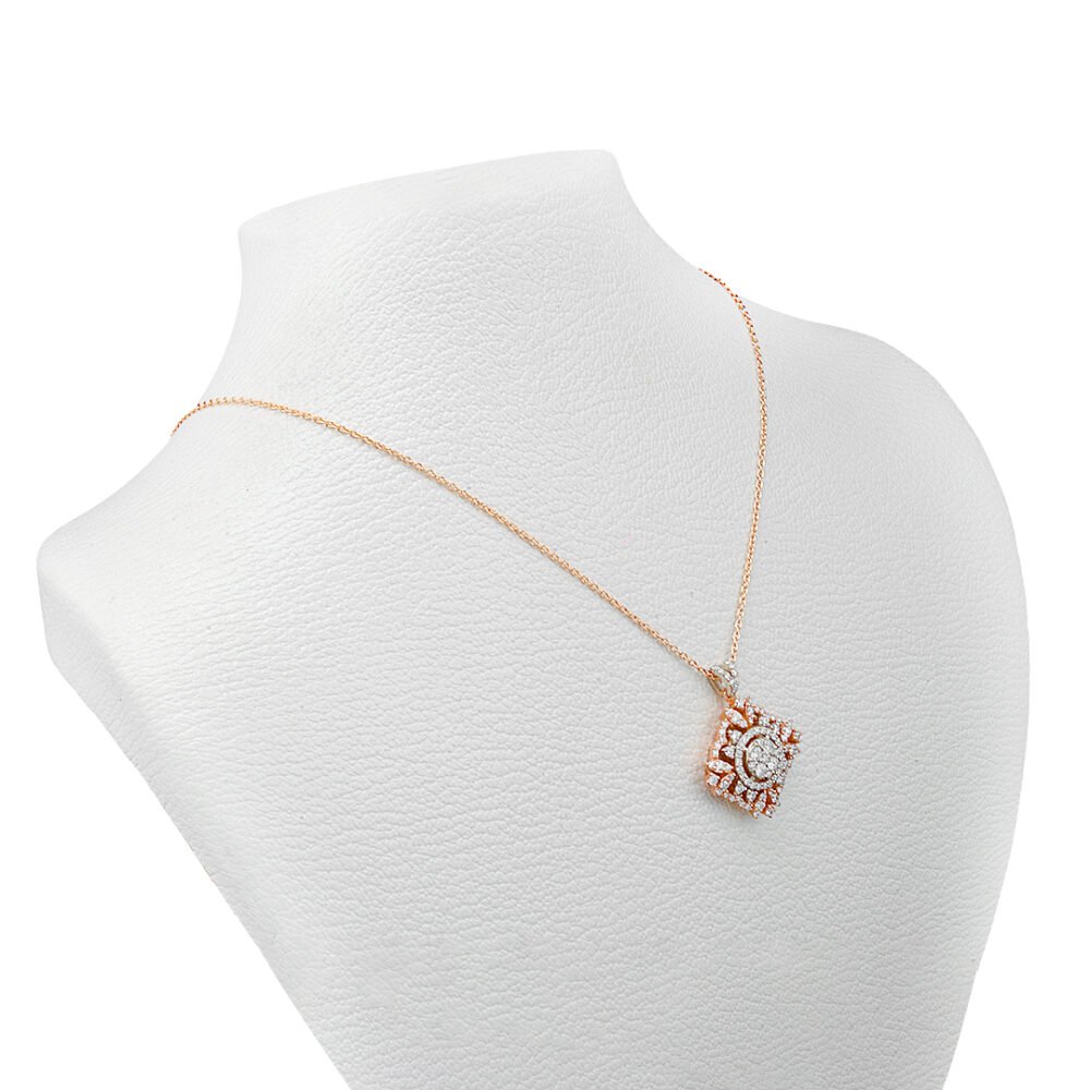 Two-Tone Rose & White Gold Diamond Necklace 18K - Image 2
