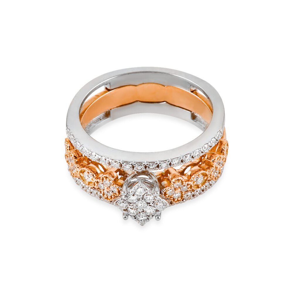 Elegant 18k Solitaire and Diamond Band Set - Image 2