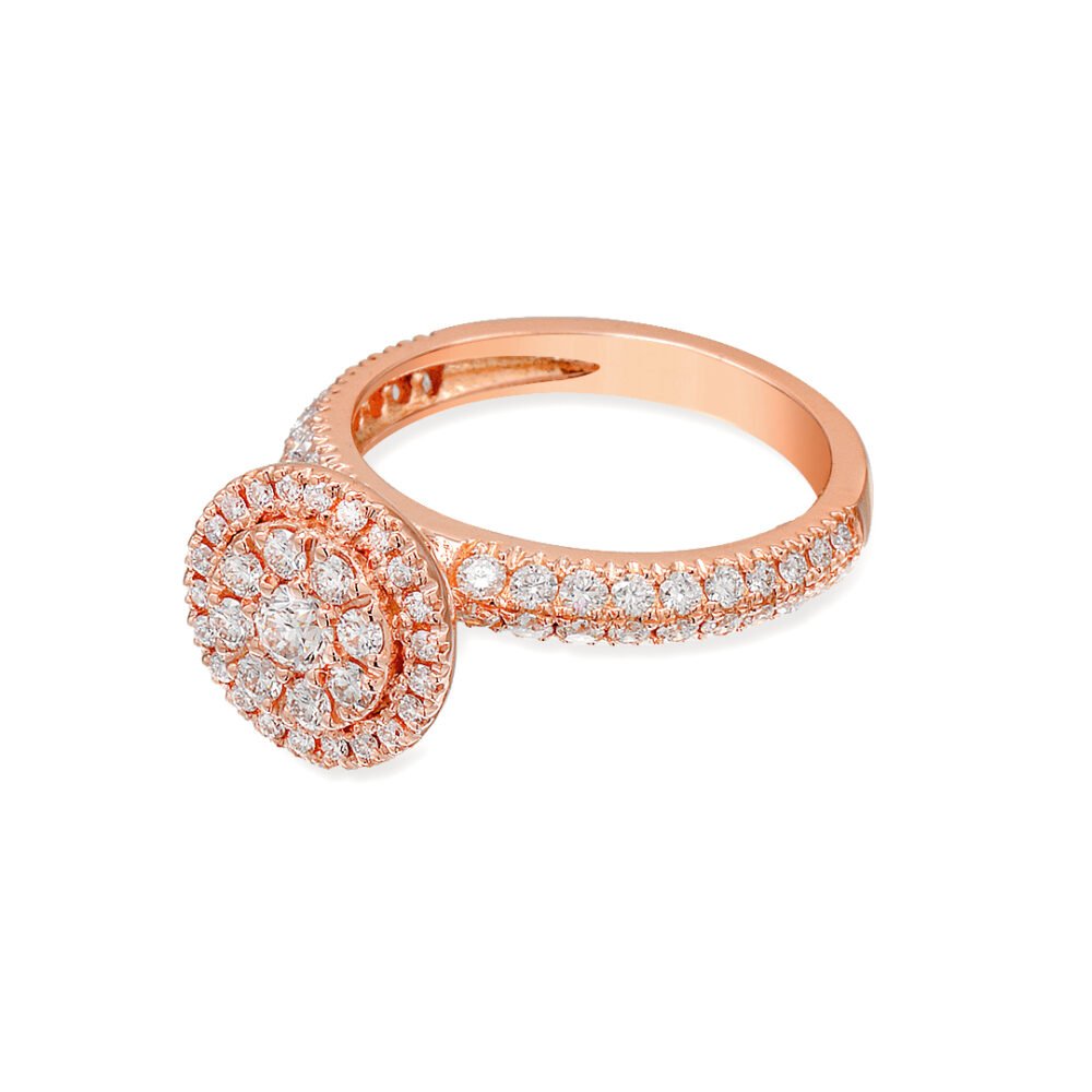 Rose Gold Diamond Solitaire Ring with 72 VS1 Diamonds - Image 3