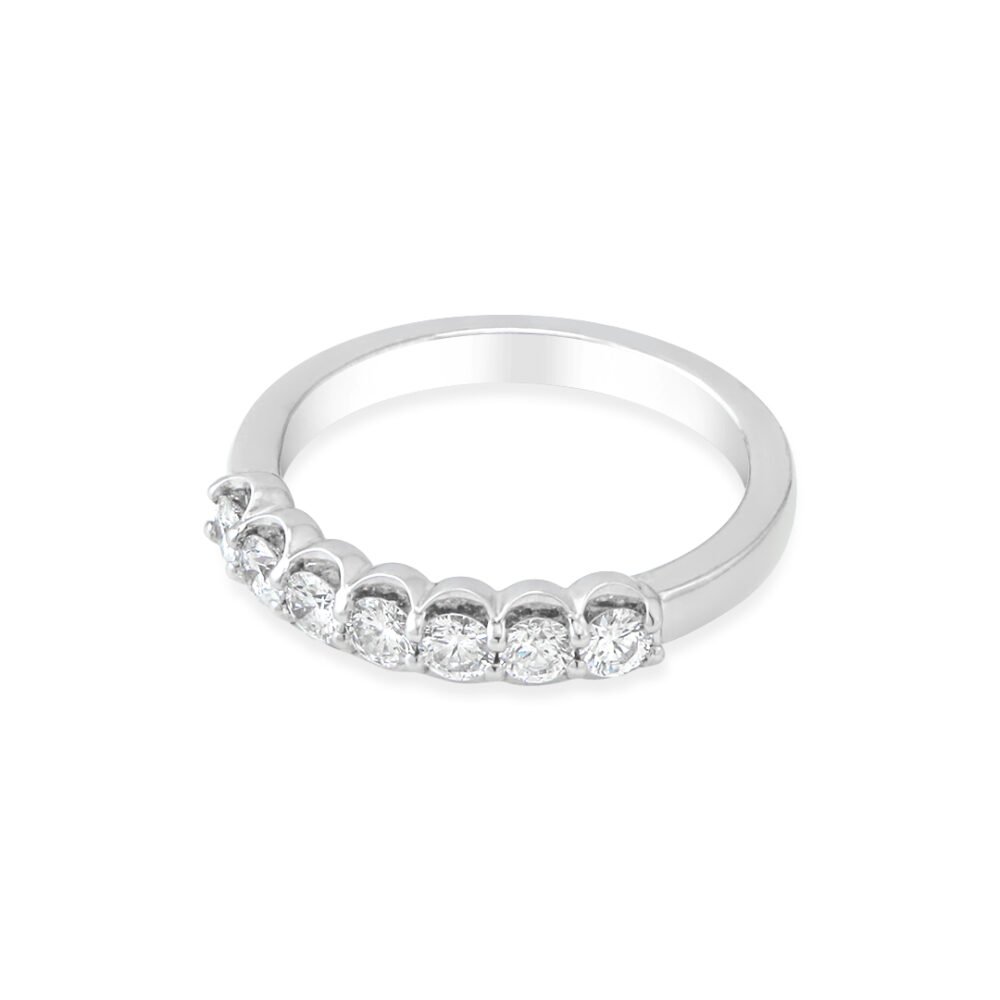 18k White Gold Diamond Band with 7 Brilliant Diamonds - Image 3