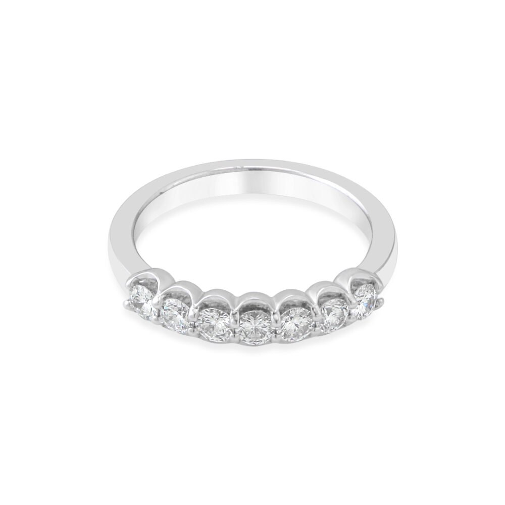 18k White Gold Diamond Band with 7 Brilliant Diamonds - Image 2