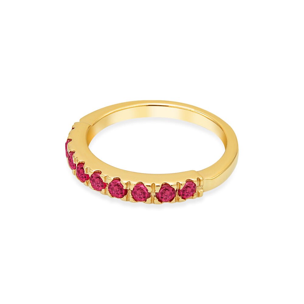 Yellow Gold Ruby Band with Nine Natural Rubies - Image 3