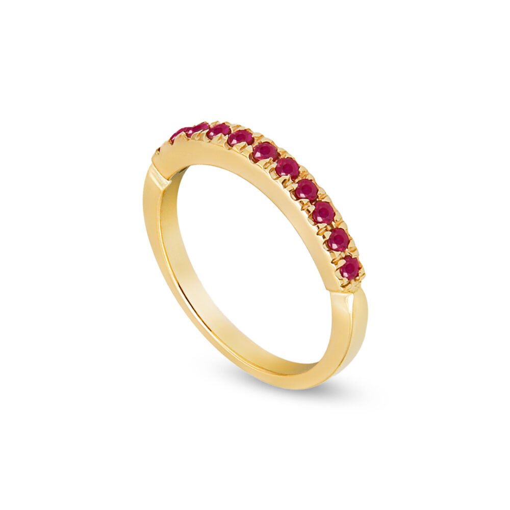 yellow gold ruby stacking band