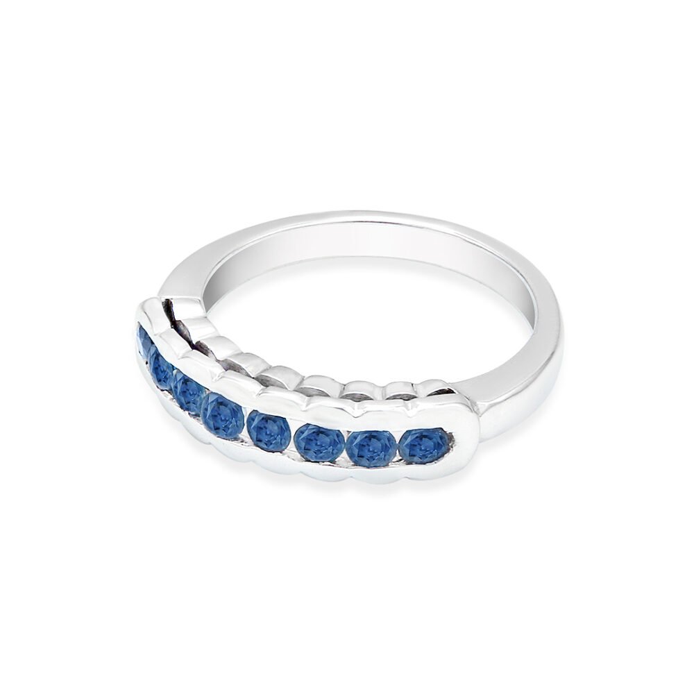 White Gold Sapphire Band with Nine Natural Sapphires - Image 2